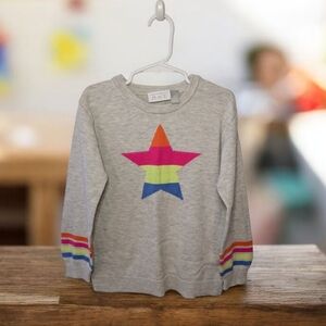 The Children's Place Girls Gray Sweater with Colorful Star Cotton Size 5T